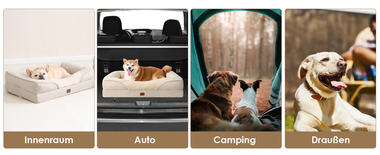 Orthopedic Dog Bed for Large Dogs, Memory Foam, Washable and Waterproof Dog Basket with 4 Sides, Dog Sofa Dog Couch, Non-Slip, 106.5x76x18.5 cm (91 x 68 x 17.5 cm (L x W x H), Beige)