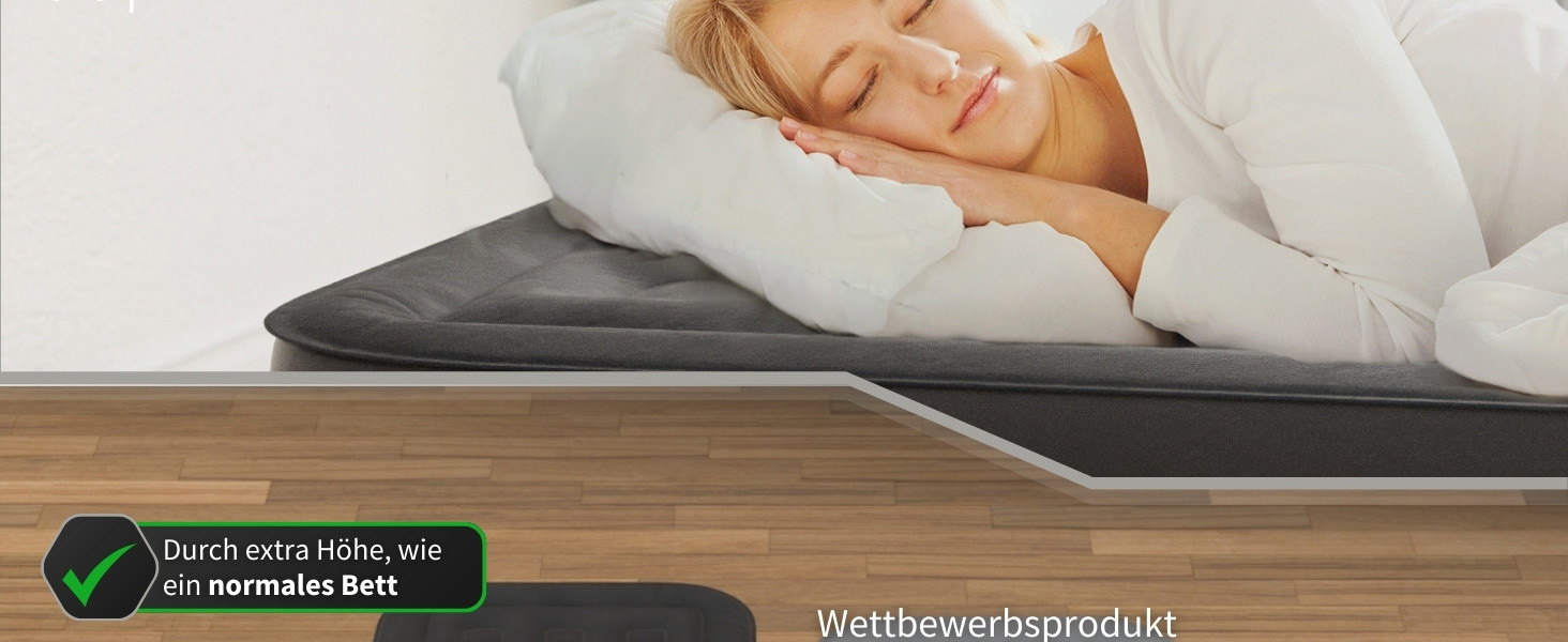 Надувний матрац самонадувний Heimfleiss® 150x200 см | Преміум якість | Для гостей та кемпінгу | З насосом (1 особа, чорний)