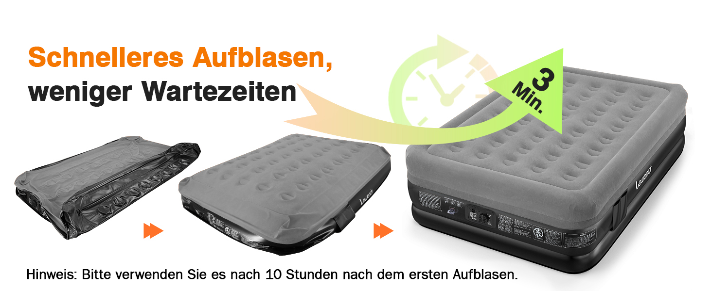 Надувне ліжко Lewondr на 2 особи з вбудованим насосом, 203x152x46 см, сірого кольору. Комфортна повітряна матрац для дому, відпочинку, кемпінгу та гостей. Максимальне навантаження 300 кг.