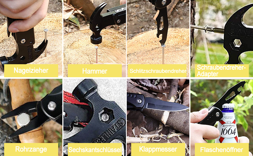 Мультитул 16 в 1 для чоловіків: подарунок на День батька, на ювілей, для кемпінгу (чорний)