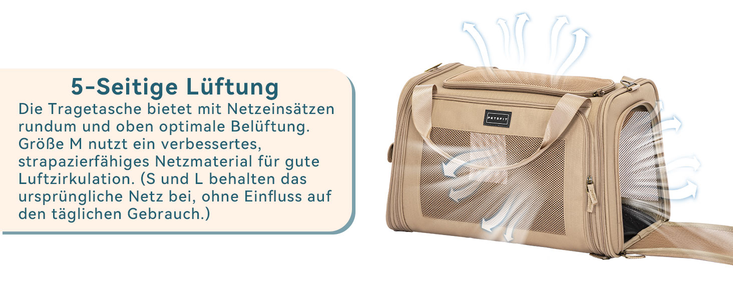 Переносна сумка-переноска для котів та собак Petsfit, розкладний дизайн, з м'яким килимком, 47L x 30B x 30H см (Хакі)