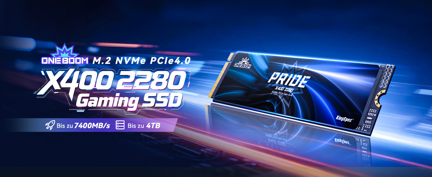 KingSpec ONEBOOM X400 1TB SSD M.2 PCIe Gen4x4 NVMe - Ігровий SSD для PS5, PC, Laptop (7400MB/s)
