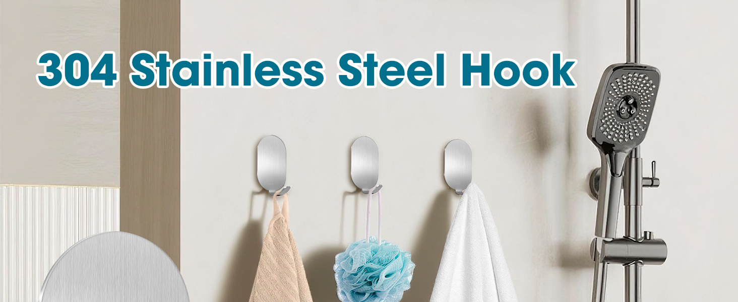 Крючки самоклеючі, 10 шт. з нержавіючої сталі 304, без свердління, для ванної, кухні та вітальні