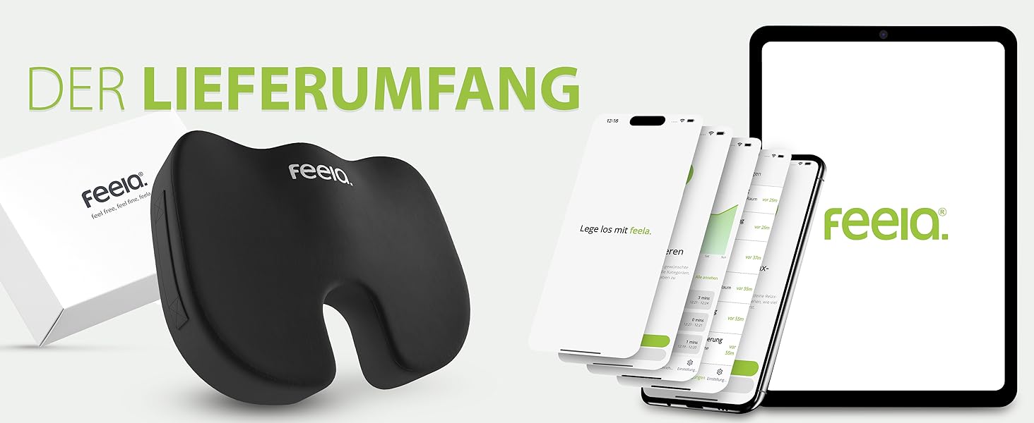 Ортопедична подушка для сидіння Feela® [3 ступені жорсткості] - Ергономічна подушка для офісного крісла та ін. Зменшує біль, підвищує комфорт, покращує кровообіг та знімає навантаження з куприка (Medium) (Medium (60-100 кг), Чорний, Набір 3 шт.)