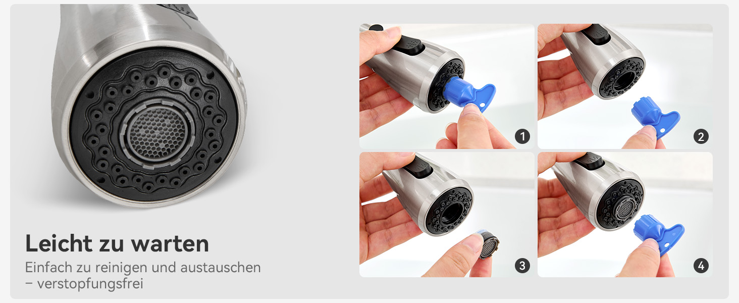 Кран кухонний CECIPA з 3 режимами, висувна лійка, поворотний на 360°, з високим виливом, нержавіюча сталь, з однією ручкою