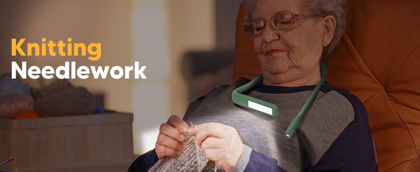 LED лампа на шию для читання Buch: світло для книги, в'язання, рукоділля (зелена). 3 режими освітлення