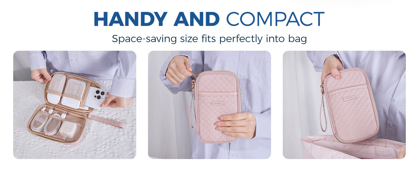 Органайзер для кабелів Bagsmart: кейс для електронних аксесуарів, подорожі, USB, зарядні пристрої, кабель для мобільного телефону, бежевий