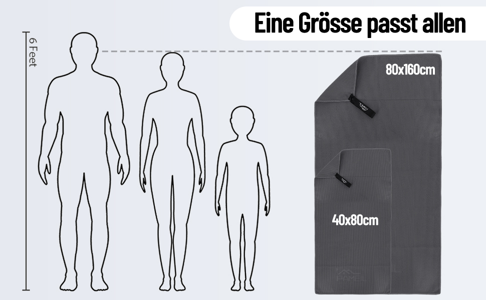 Набір рушників з мікрофібри Pameil (2 шт.) - великий (160x80 см) + маленький (80x40 см), компактні та швидковисихаючі, для спорту, подорожей, пляжу, колір морської хвилі