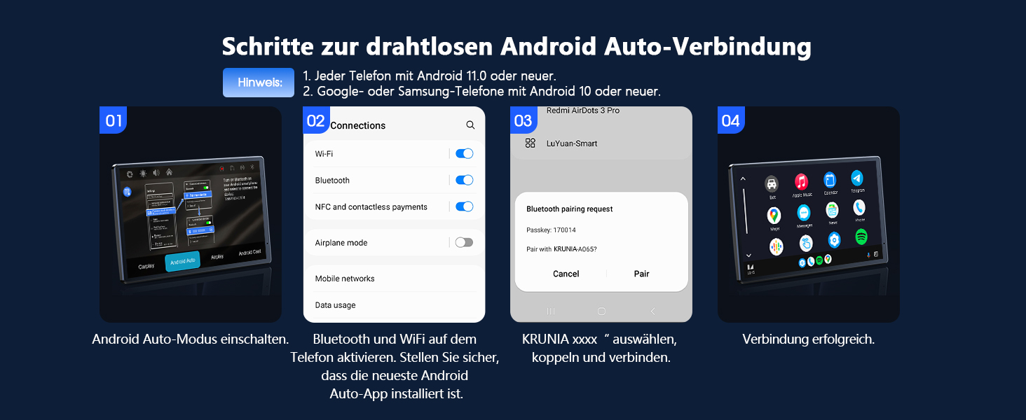 Портативна автомагнітола Krunia 8'' з Apple CarPlay і Android Auto, 1440x900 HD-дисплей, магнітне кріплення, OTA-оновлення, камера заднього виду, Bluetooth, голосове керування, GPS-навігація