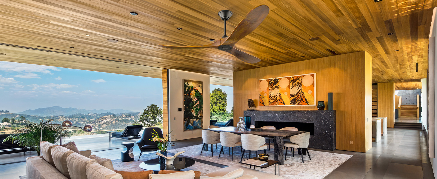 152 см, дерев'яний стельовий вентилятор з дистанційним керуванням, 3 лопаті, DC-двигун, для дому та вулиці, таймер, без освітлення