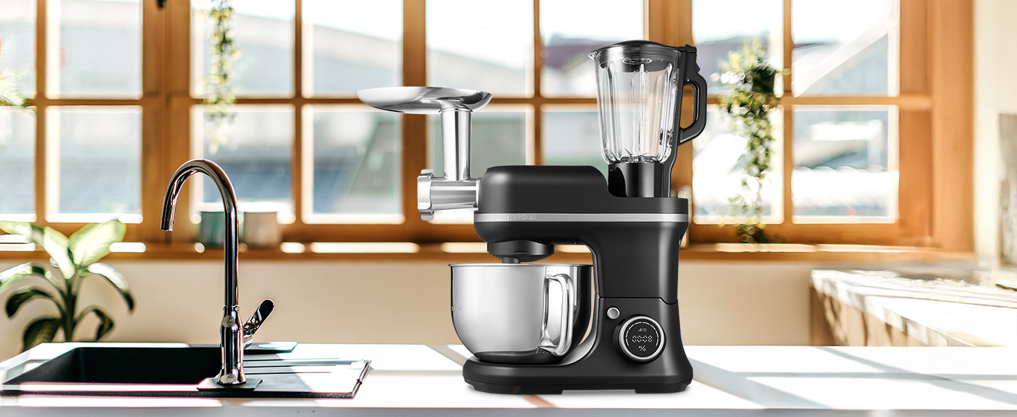 Кухонна машина MEDION MD18430: Міксер, м'ясоподрібнювач, 3 в 1, 5 л чаша з нержавіючої сталі, 1200 Вт, натерти, нарізати, цифровий дисплей, 18430