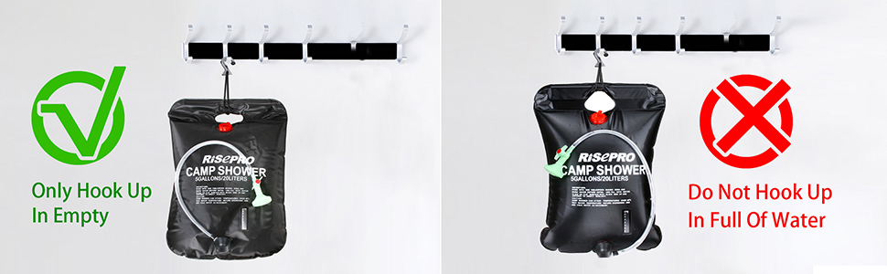 Соняшний душ RISEPRO на 20 літрів (5 галонів) з підігрівом до 45°C - для кемпінгу, подорожей, піших прогулянок та альпінізму