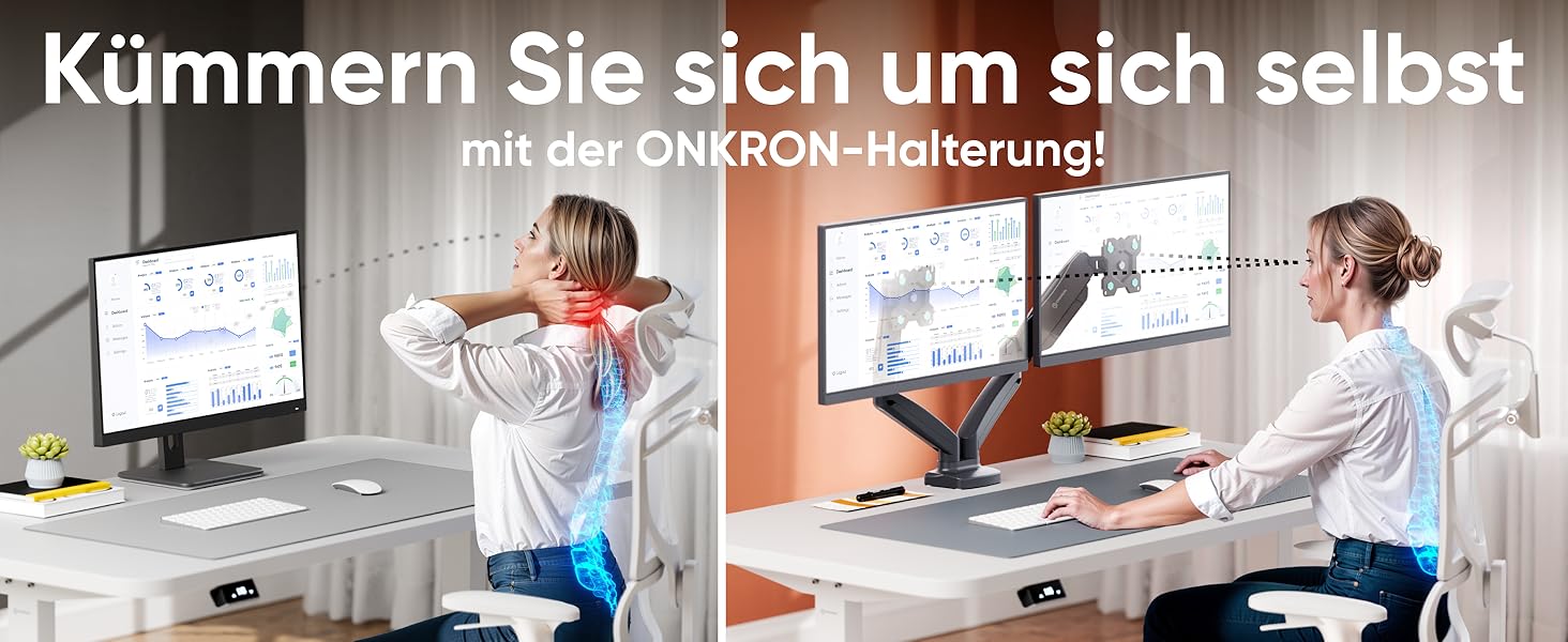 Кріплення для монітора ONKRON G160-W (білий) – 2 монітори, 13-32 дюйми, до 8 кг, VESA 75x75-100x100