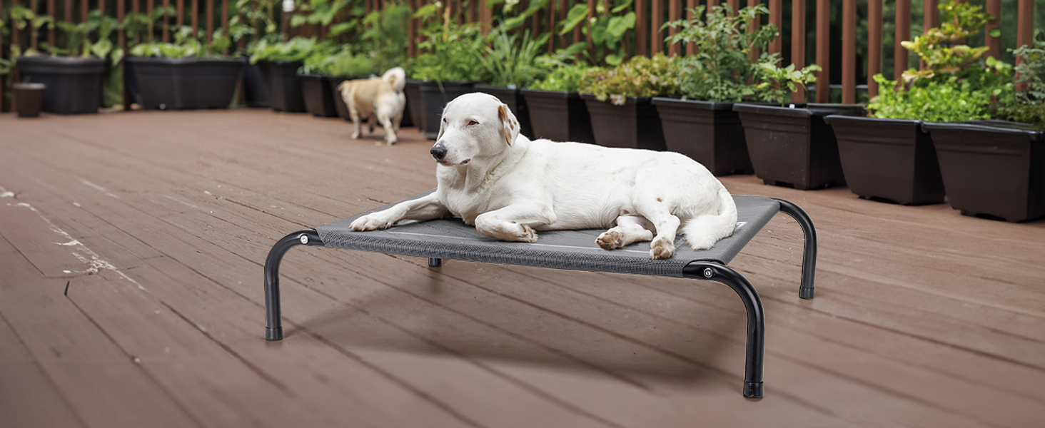 Зручне лежак для собак Nobleza Hundeliege Outdoor, сірий, M, 105x80x20 см - для відпочинку на вулиці, кемпінгу, з підняттям, з підстилкою