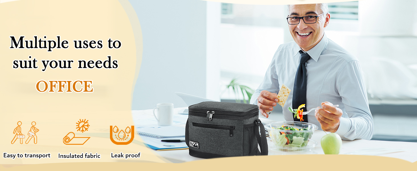 Сумка-ланч Kato Tirrinia для чоловіків: ізольована, 10.5L, з регульованим ремінцем, для роботи, фітнесу, школи, пікніків. Термосумка, витримує витоки, складається. Колір: темно-сірий