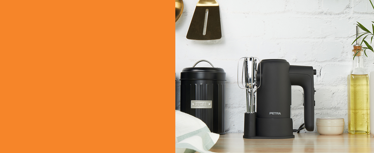 Ручний міксер Petra 300W з 5 швидкостями, турбо-функцією та набором насадок, срібний колір