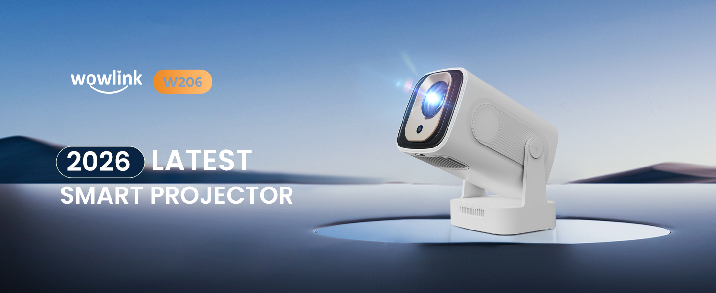 Портативний проєктор Beamer 4K з підтримкою WiFi 6 та Bluetooth 5.4, автофокусом, інтегрованими додатками (2026 модель) - сумісний з HDMI, TV Stick, Memory Stick, Laptop