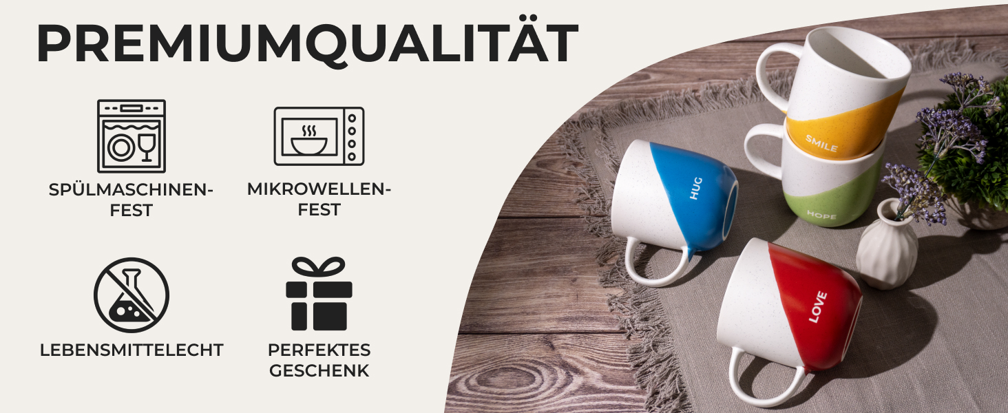 Набір кавових чашок Miamio 4 шт по 300 мл з приколами/Подарункові чашки для мами, тата, жінок, чоловіків, сім'ї, друзів/Підходить для мікрохвильової печі та миття в посудомийній машині (Дизайн B)