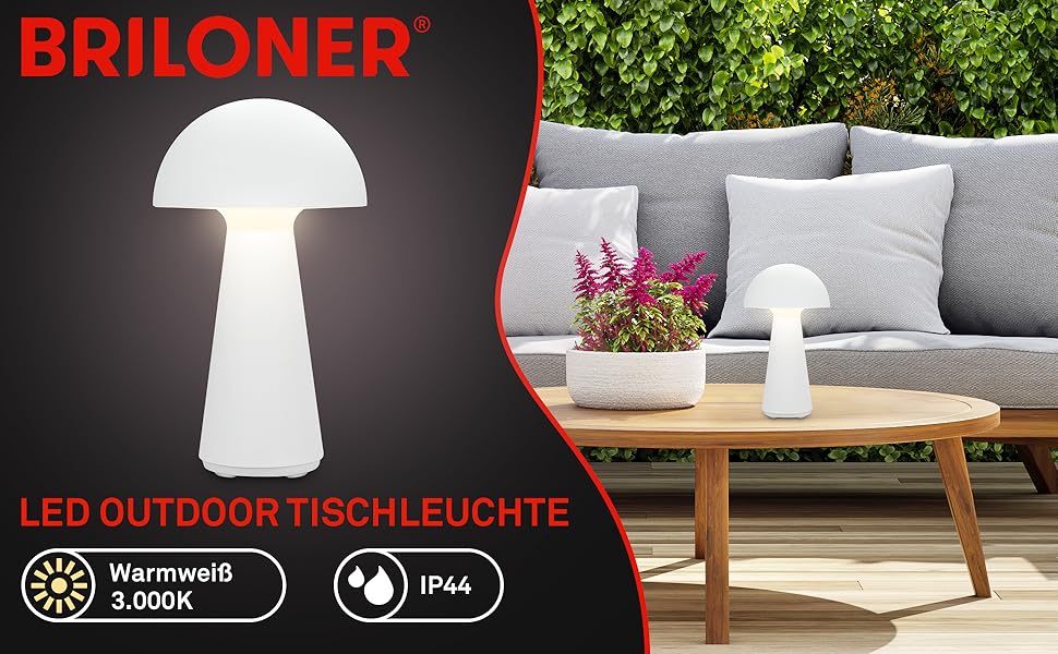 LED настільна лампа BRILONER бездротова з сенсорним керуванням, диммуванням, теплим світлом, 28x16 см