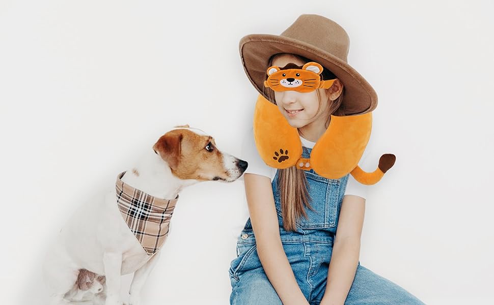 Дитяча подушка для подорожей з маскою для сну, м'яка подушка для шиї з Memory Foam, для дітей, хлопчиків та дівчаток, підлітків, аксесуари для подорожей, подушка для шиї з динозавром