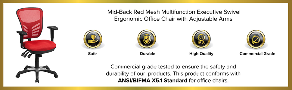 Офісний стіл Flash Furniture з сітчастою спинкою, м'яке сидіння, металевий каркас, 68.6 x 64.8 x 112.4 см