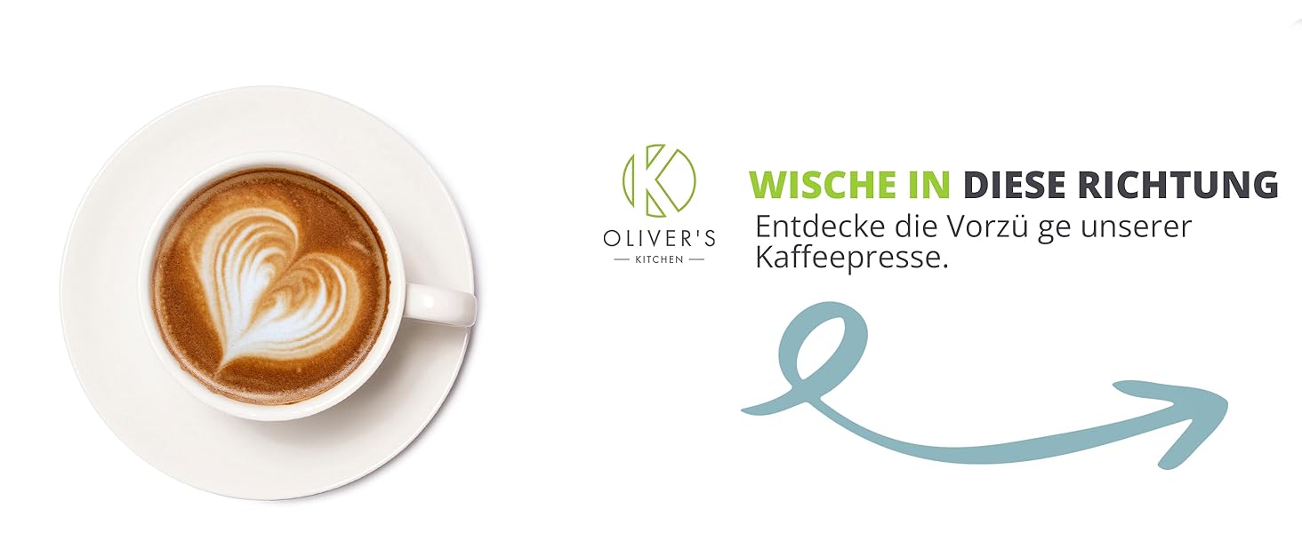 Френч-прес Oliver's Kitchen® 1 літр - скляний заварник для кави, срібний | Елегантний дизайн, для автентичного смаку