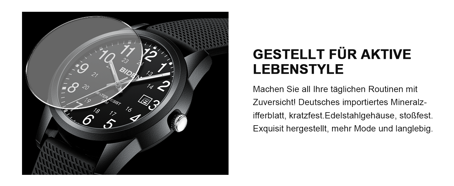 Чоловічий годинник: аналоговий кварцовий годинник на зап'ясті, водостійкий, модель R015, чорний колір