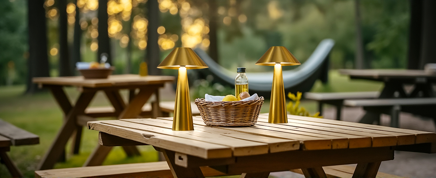 BOJIM 2 шт. LED настільна лампа золота, акумуляторна, USB, бездротова, диммування, магнітна, IP54, вологостійка, для балкона, поворотний наголовник