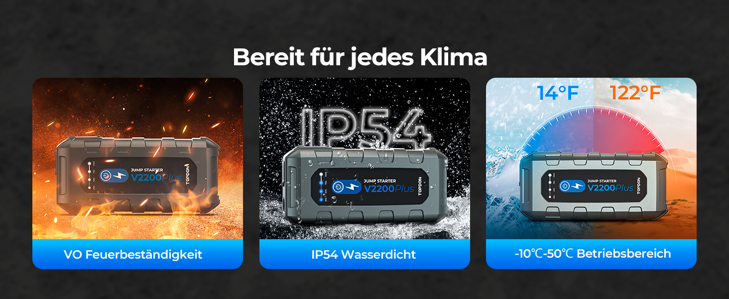 Powerbank TOPDON JS3000 для запуску двигуна, 24000mAh, 2200A, для бензинових (9.0L) та дизельних (7.0L) двигунів, з EVA-чохлом