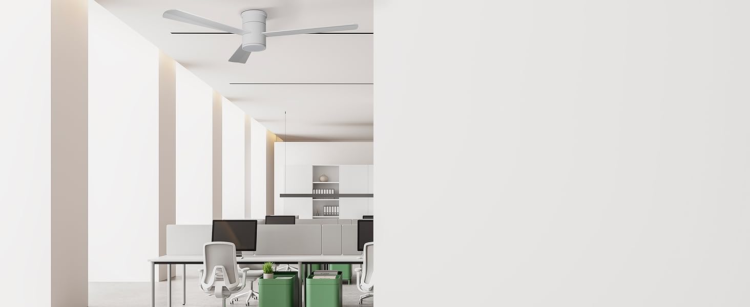 Стеляний вентилятор Noaton® Fornax Weiß з підсвічуванням, діаметр 132 см, DC мотор 40 Вт, диммований LED модуль 22 Вт, 3 колірні температури, пульт дистанційного керування, таймер, повітряний потік до 185 м³/хв (Zoya WW)