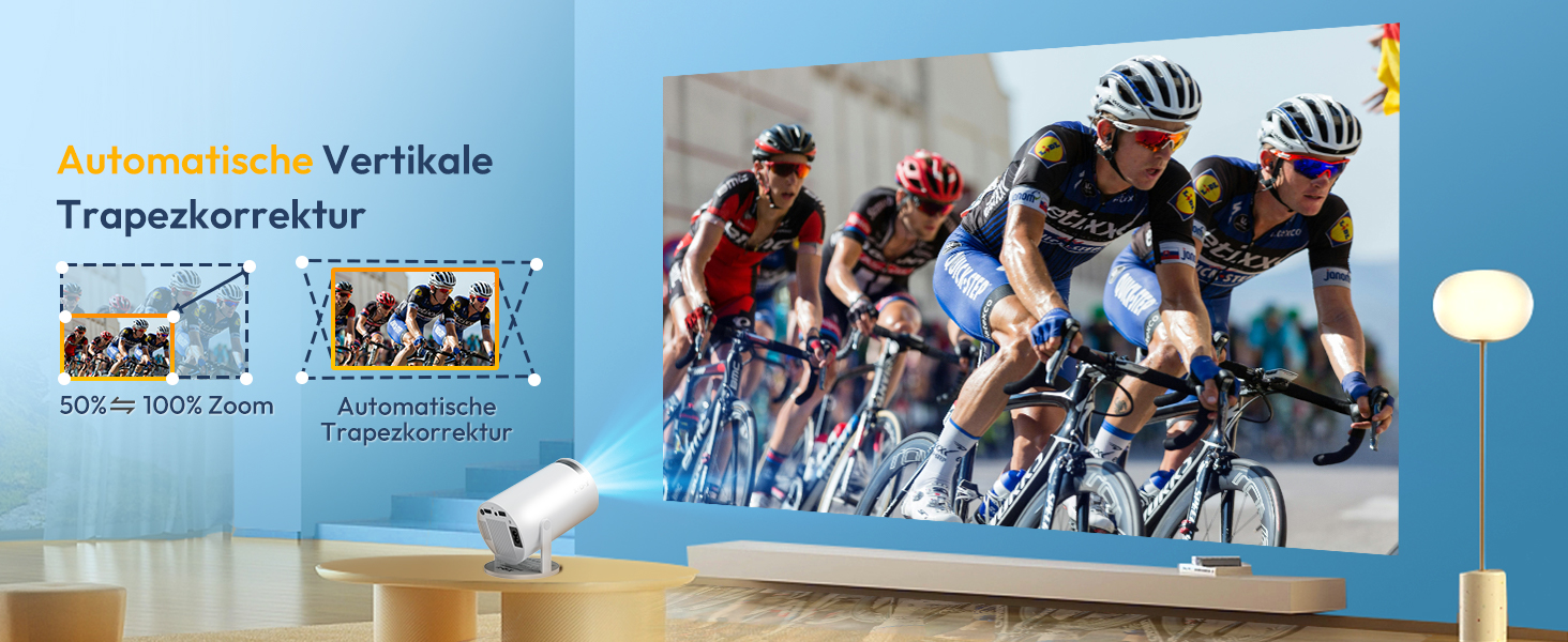 Портативний проєктор Xgody Gimbal 3 New: 12000 Люмен, Android 11.0, WiFi 6, Bluetooth, Auto Keystone, 720P HD (Підтримка 4K 1080P)