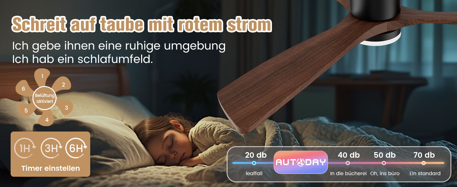 Стеляний вентилятор з дерева з підсвічуванням та керуванням, 132 см, 24W LED, DC-двигун, 6 швидкостей, таймер, пульт дистанційного керування