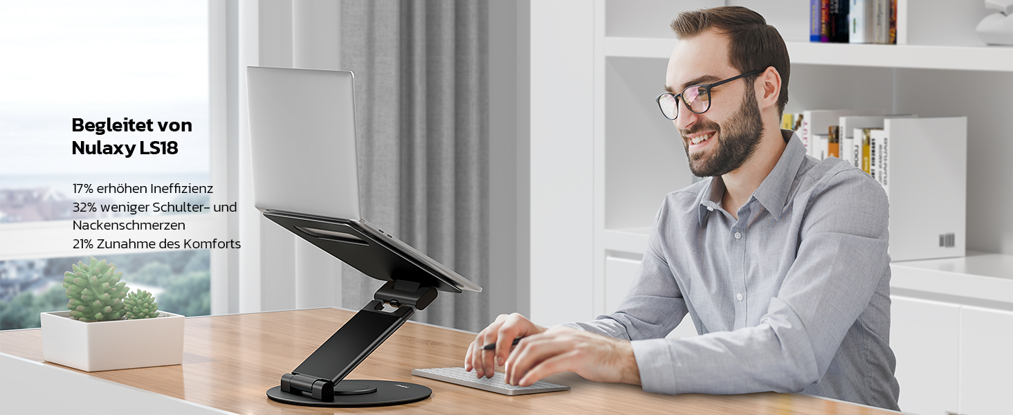 Adjustable Laptop Stand - 360° Swivel Base - Holds 10-17