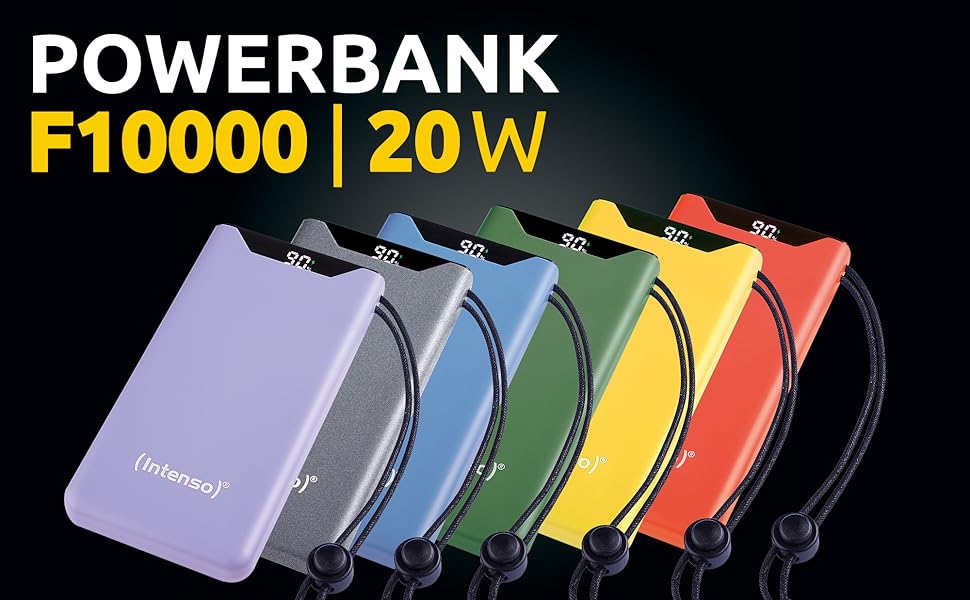 Powerbank Intenso F10000: акумулятор 10000 mAh з PD 20W та QC 18W, USB-C та USB-A, жовтий