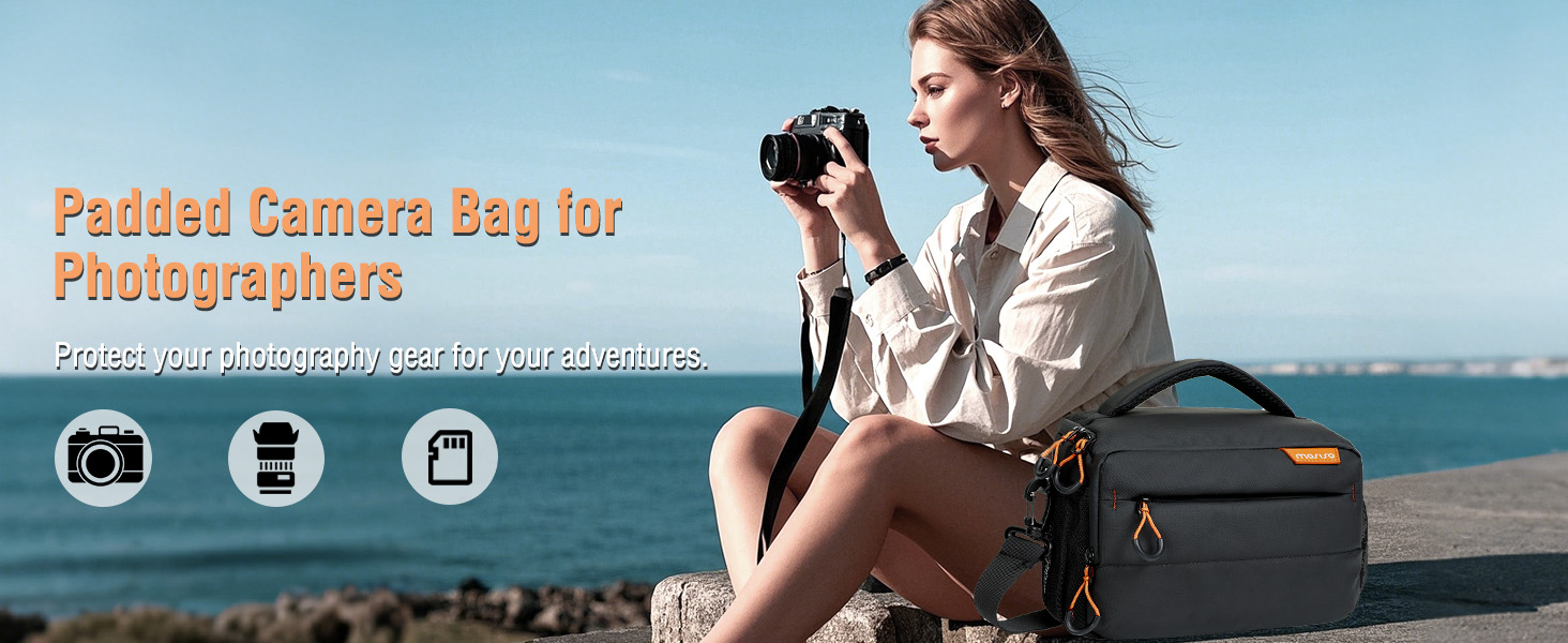 MOSISO Сумка для камери фотографа, водонепроникна сумка через плече для DSLR/SLR/беззеркальних камер Canon/Nikon/Sony, чорна