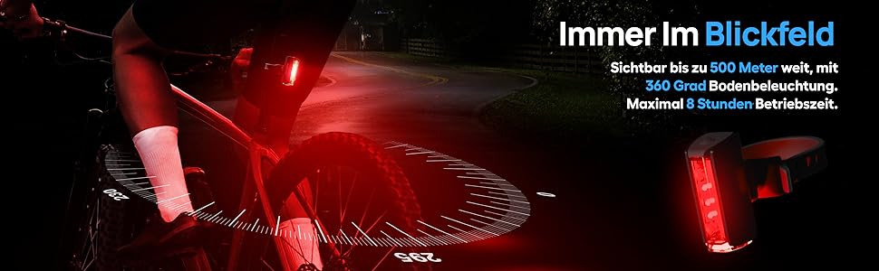 Fischer велосипедний LED задній ліхтар Twin Stop, з акумулятором, 360° підсвічуванням, до 8 годин роботи, USB зарядка, чорний