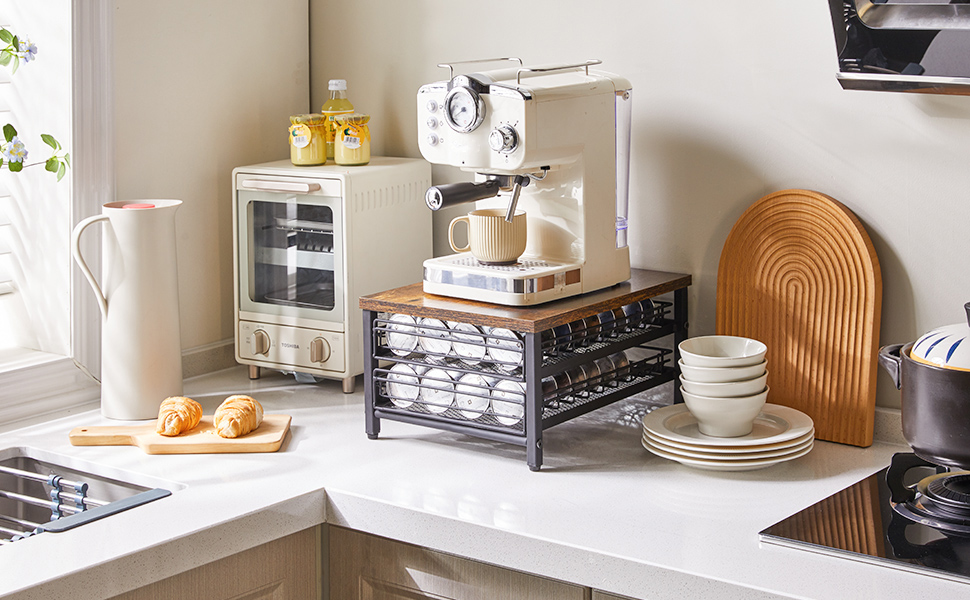 Організатор для капсул кави Nespresso IBUYKE, 80 капсул, 2 яруси, темно-коричневий TCJ102H