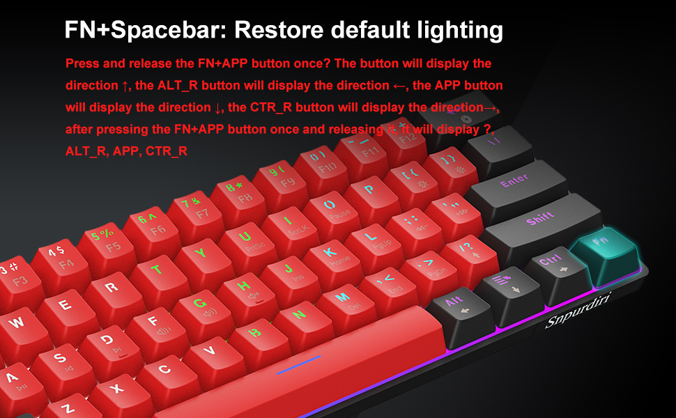 Механічна ігрова клавіатура Snpurdiri 61 клавіша з RGB підсвічуванням (Blue Switch/Black Red)