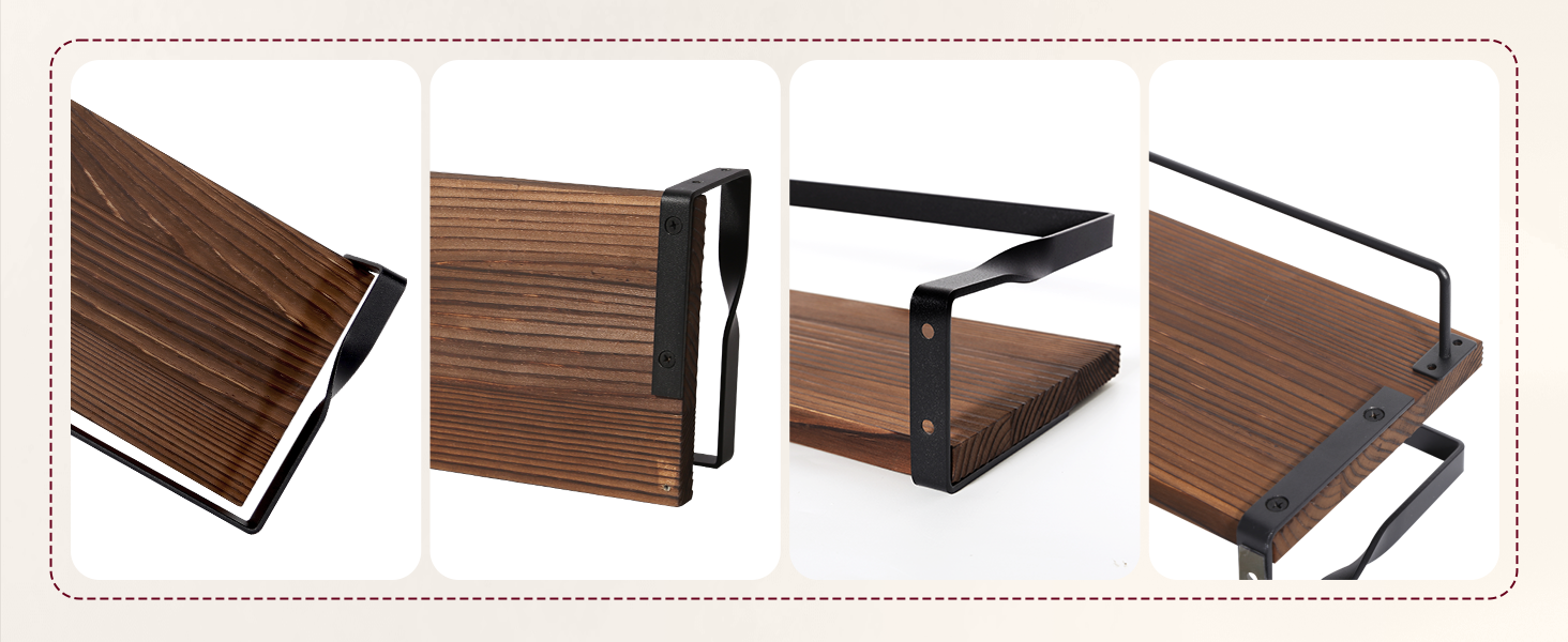 Настінна полиця з дерева, 2 шт. у комплекті, світло-коричнева, для спальні, вітальні, ванної кімнати, кухні, офісу (ретро-кавовий колір)