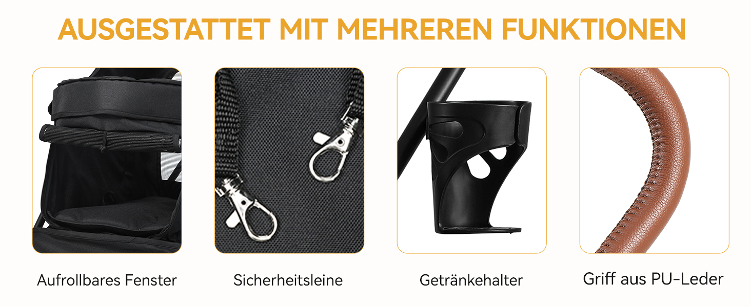 Візок для собак та котів DWVO, до 11,3 кг, складний, з подушкою та кошиком для зберігання, блакитно-чорний (45x80x103 см)