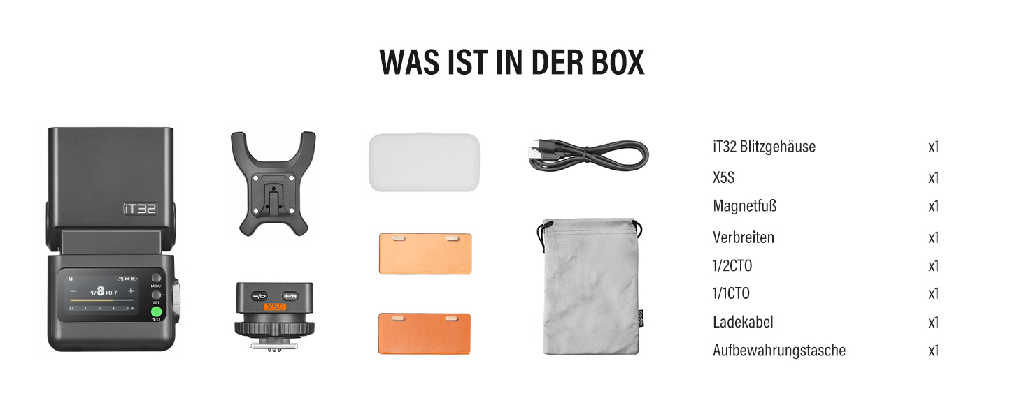 Godox IT32: Спалахувач для камери з TTL, X5C тригер, GN18, LED, сенсорний екран, для Canon