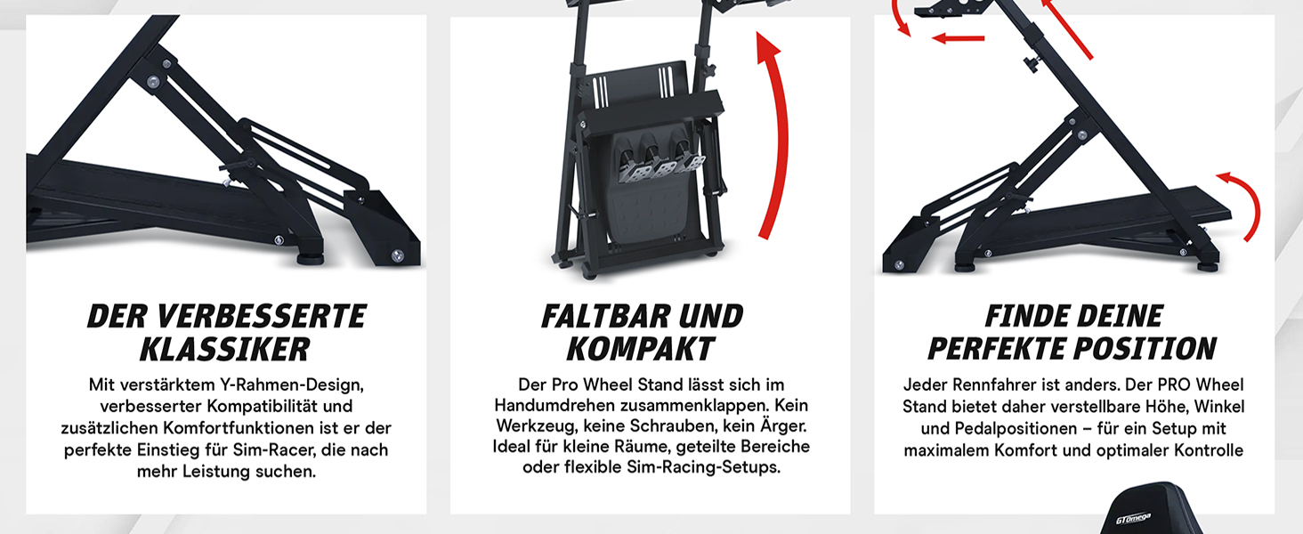Ігровий стійка для керма GT Omega PRO Wheel Stand з посиленою педальною платформою, тримачем КПП та фіксатором крісла, складана