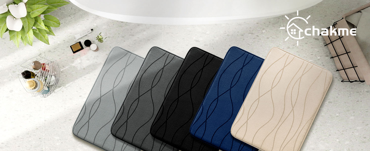 Килимок для ванної кімнати chakme з ефектом пам'яті (Memory Foam), протиковзкий та вологопоглинаючий, бежевий, 60x150 см