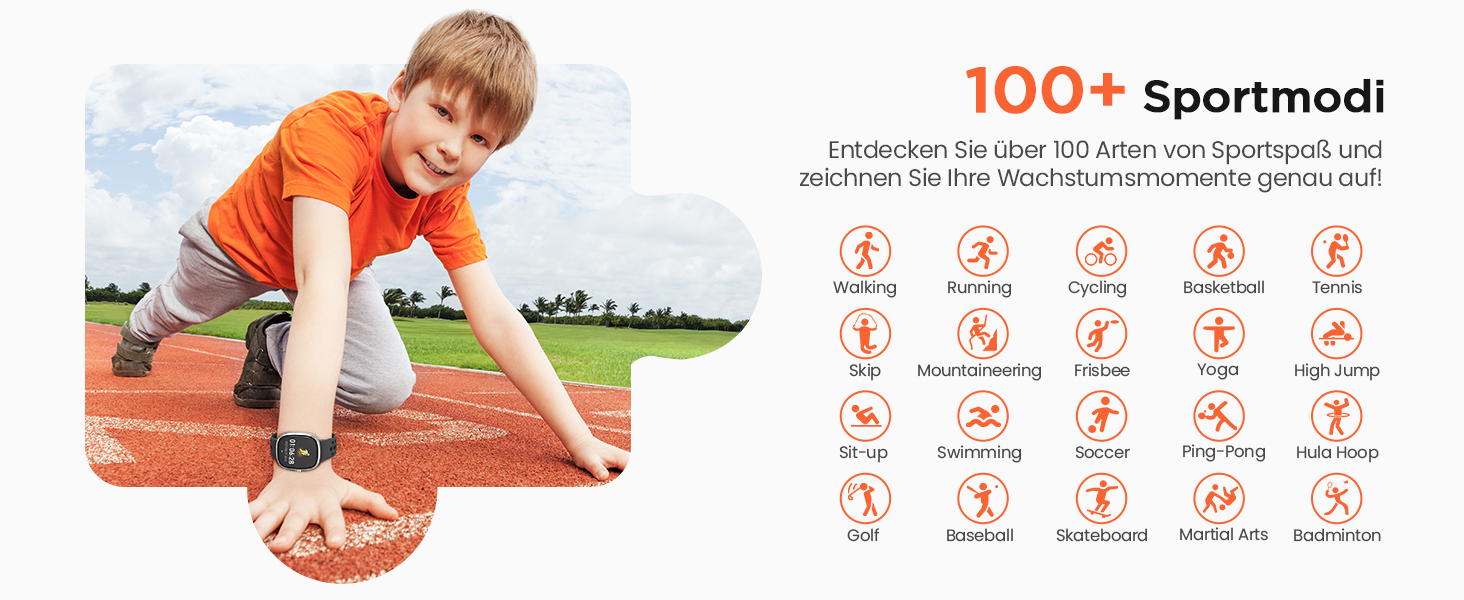 Дитячий розумний годинник для хлопчиків та дівчаток, фітнес-трекер активності з 100+ спортивними режимами, крокомір, монітор серцевого ритму та сну, водонепроникність IP68, подарунок для підлітків 5-16 років, чорний