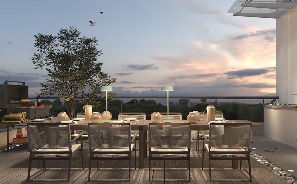 Акумуляторна світлодіодна настільна лампа K-Bright з димером, тепле світло 3000K, водонепроникна, для дому та вулиці, USB-C, чорна