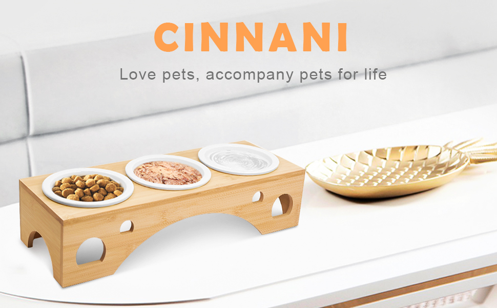 Набір мисок для котів та собак Cinnani: 3 шт. з бамбукової підставки та силіконового покриття