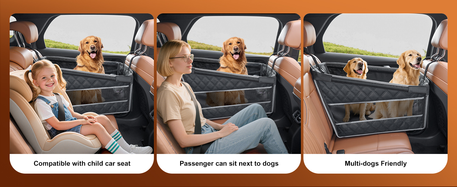 Крісло для собак у машину Gimars, посилена стабільність, великі та середні породи, водонепроникне, з ременями безпеки