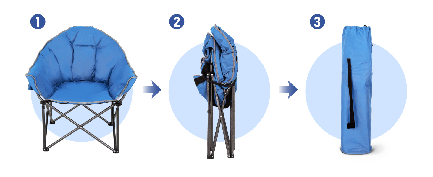 Крісло для кемпінгу High Point Sports Moon XXL - розкладне, для відпочинку, до 150 кг, блакитне