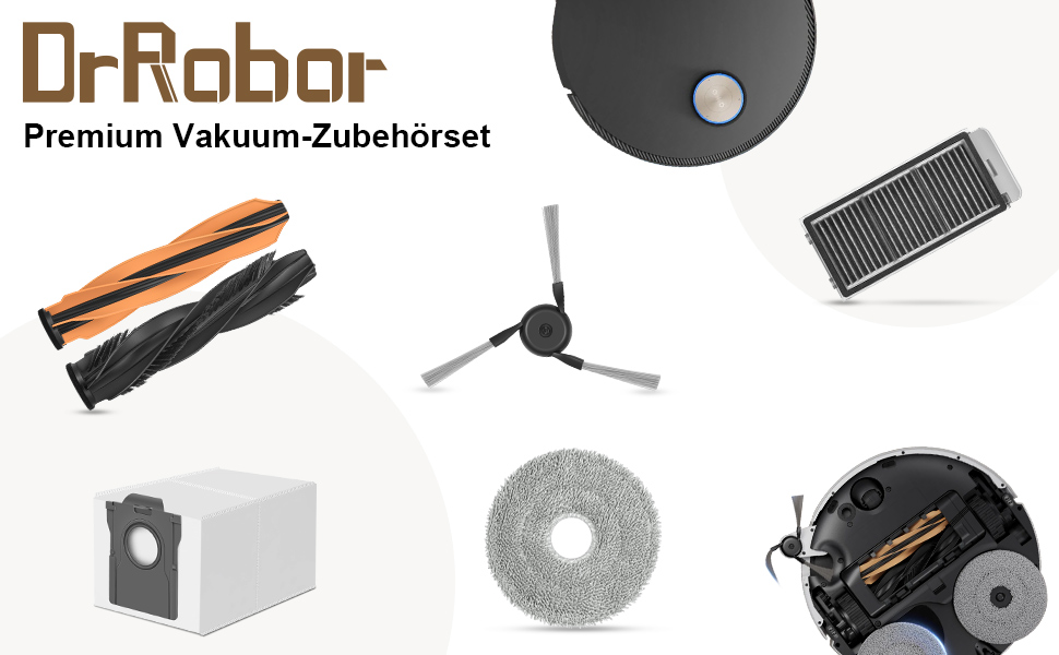 Запчастини для Dreame X30 Ultra, L10s Ultra Gen2, L40 Ultra AE, Mova E30 Ultra: комплект аксесуарів (2 основні щітки, 4 фільтри, 4 мікрофібри, 4 бічні щітки, 4 мішки для пилу)