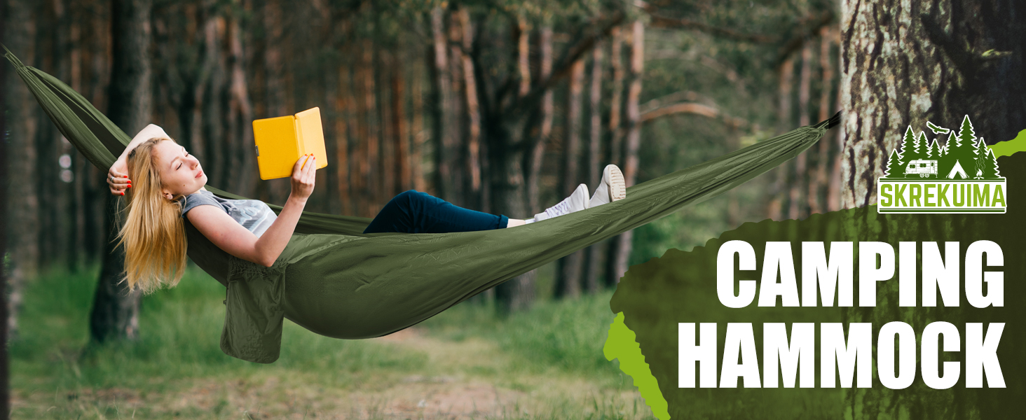 Легка гамак для відпочинку на природі | Гамак для кемпінгу та подорожей, 300 кг, дихаючий, швидковисихаючий, нейлон, 270x140 см